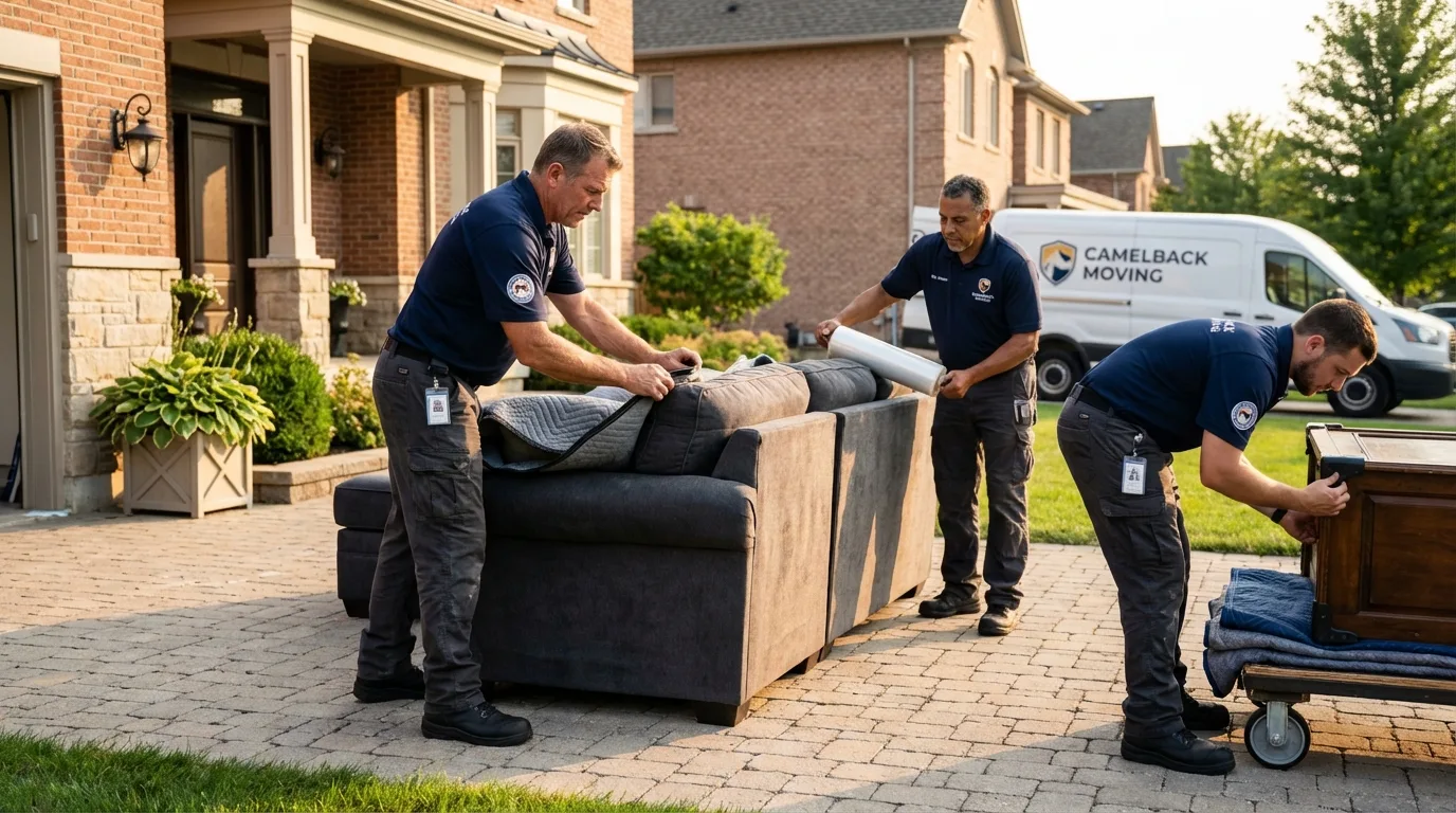 Large estate moving crew wrapping furniture in Templeton, MA